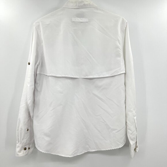NWT L.L.Bean Technofine White Nylon Button Down Shirt Women's Medium - Picture 6 of 7